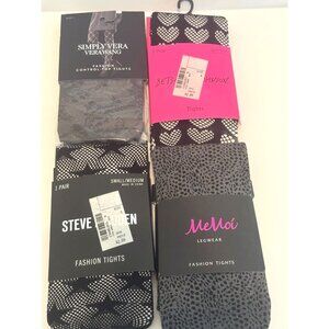 Variety of 9 Fashion Stockings and Socks, New with tags in Medium Sizes.